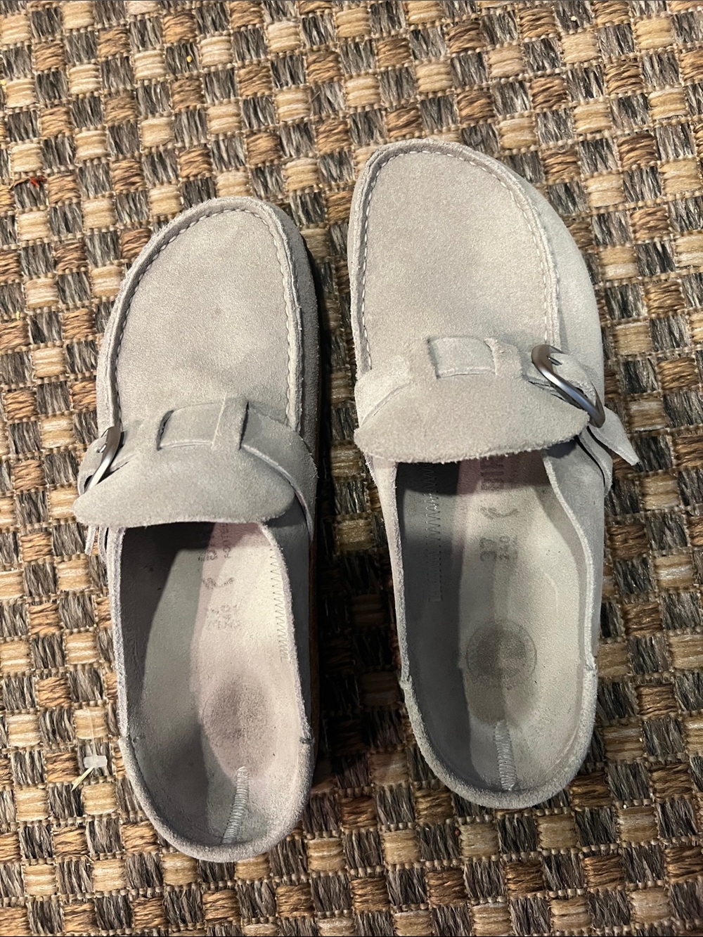 Birkenstock Suede Slip-On Loafers in Light Gray ladies 6.5/ 7